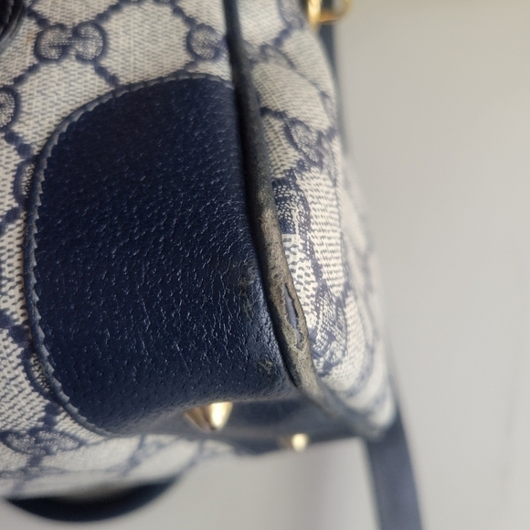 GUCCI VINTAGE BLUE MONGRAM OPHIDIA BOSTON BAG.,AUTHENTIC. - Picture 7 of 17